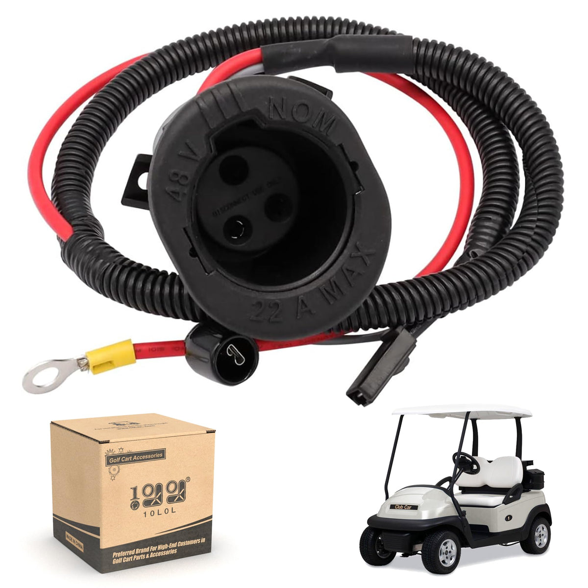 10L0L Golf Cart Charger DC Receptacle for Club Car Precedent with secure connection.