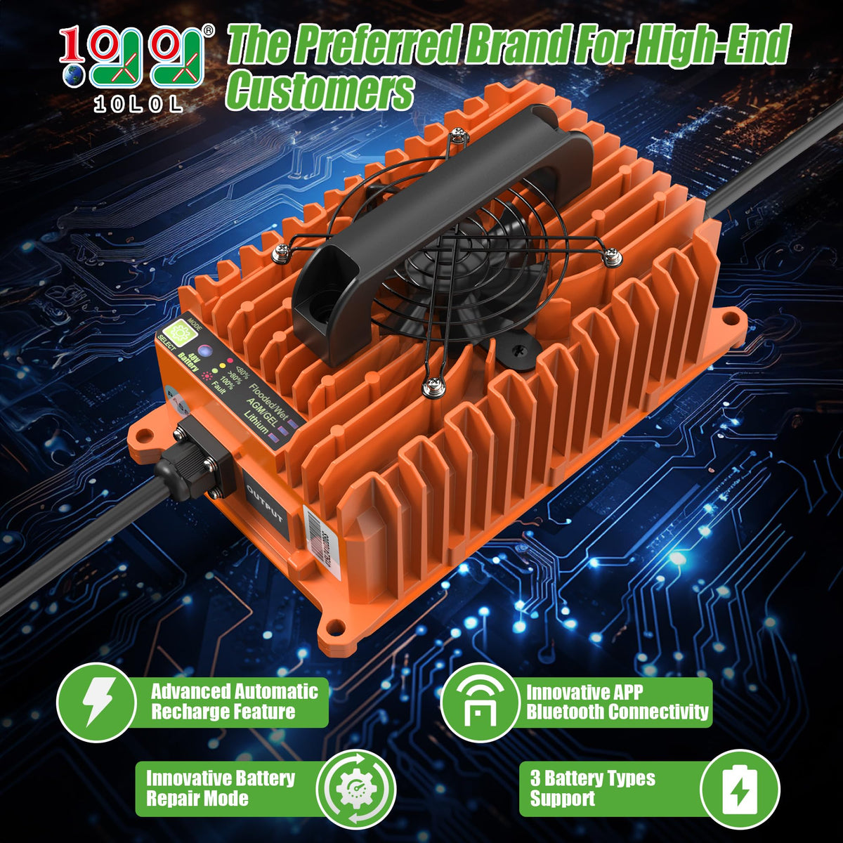 10L0L charger side profile highlighting portable installation