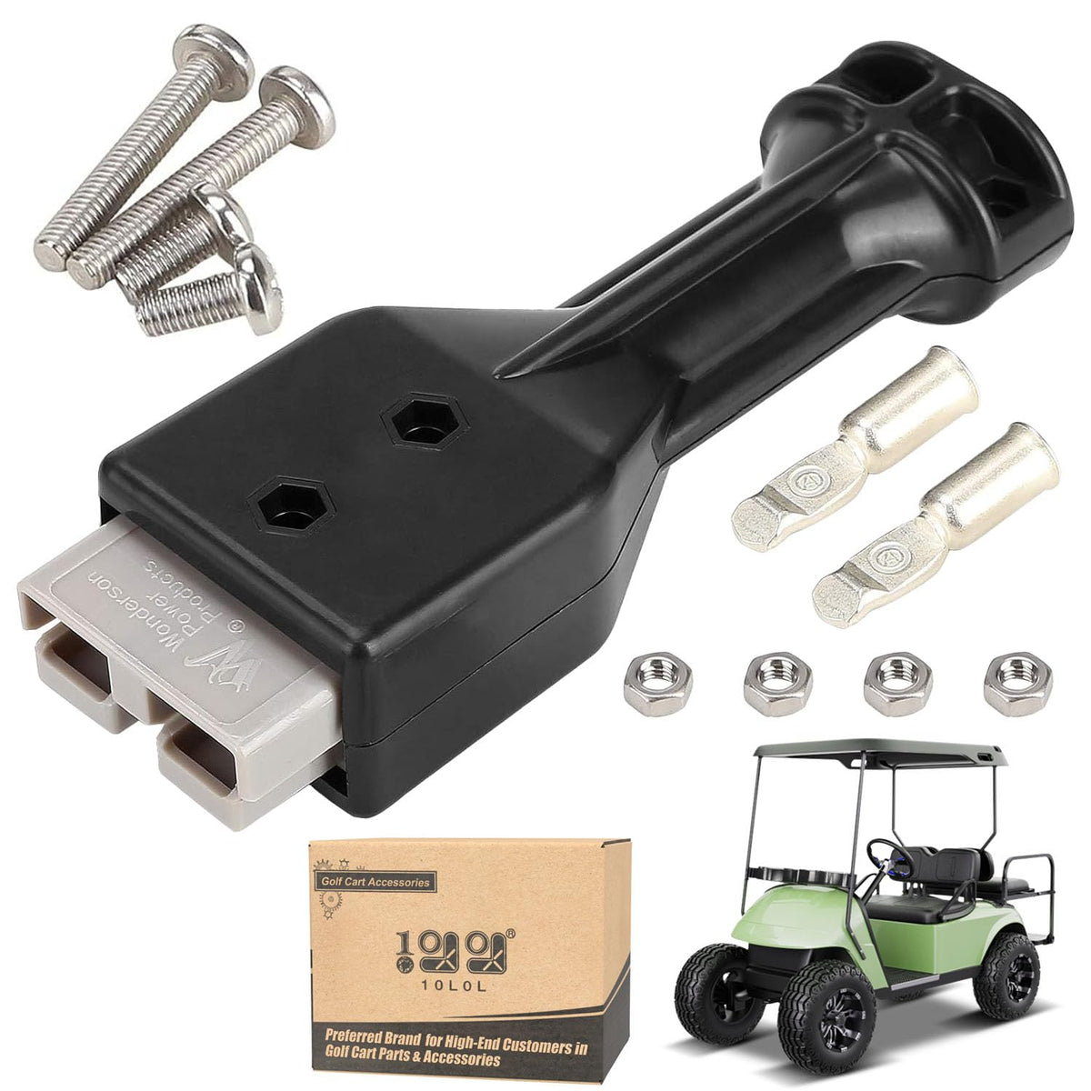 10L0L SB50 plug kit for EZGO golf carts ensures a secure connection.