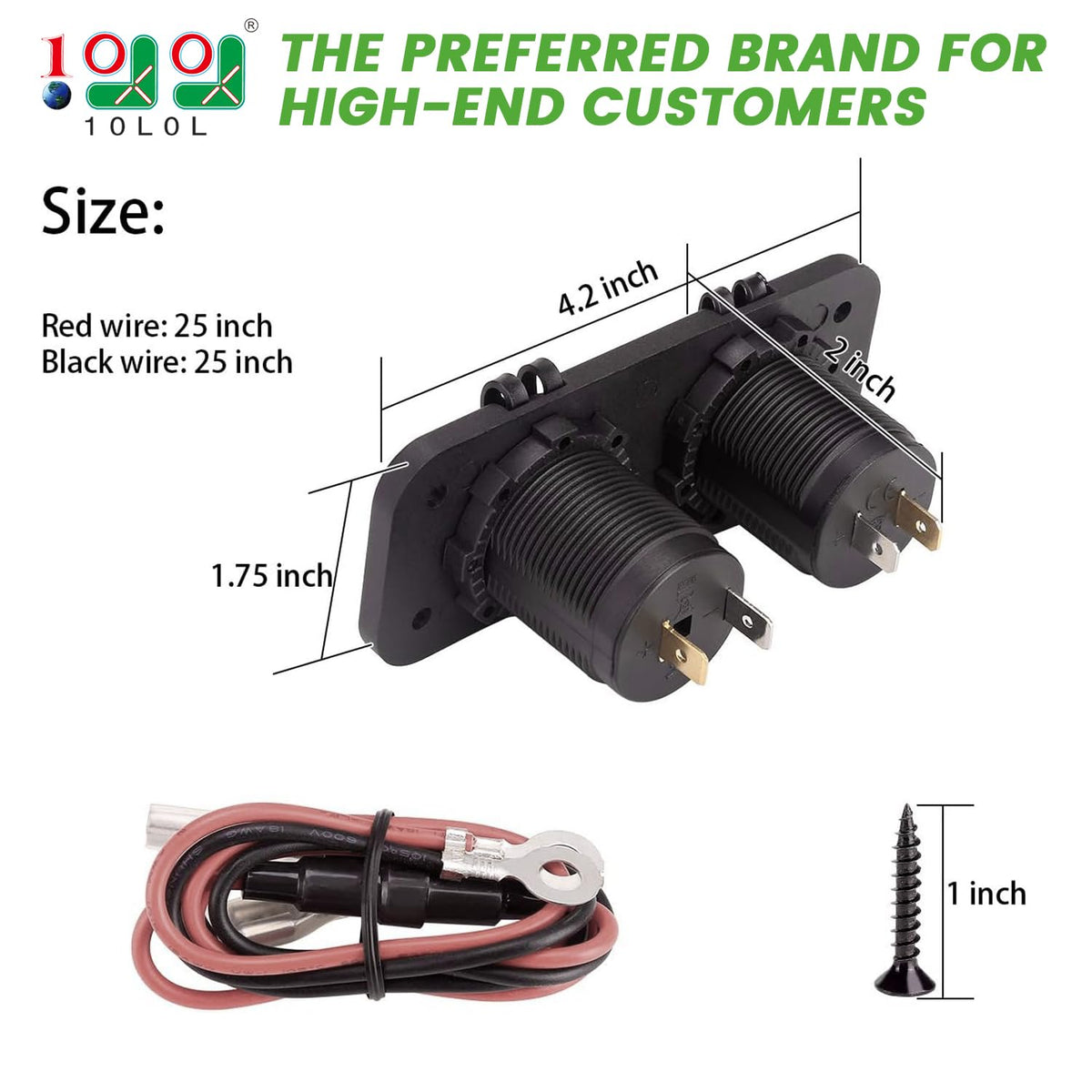 10L0L golf cart cigarette lighter outlet 150W powers accessories during long rides.