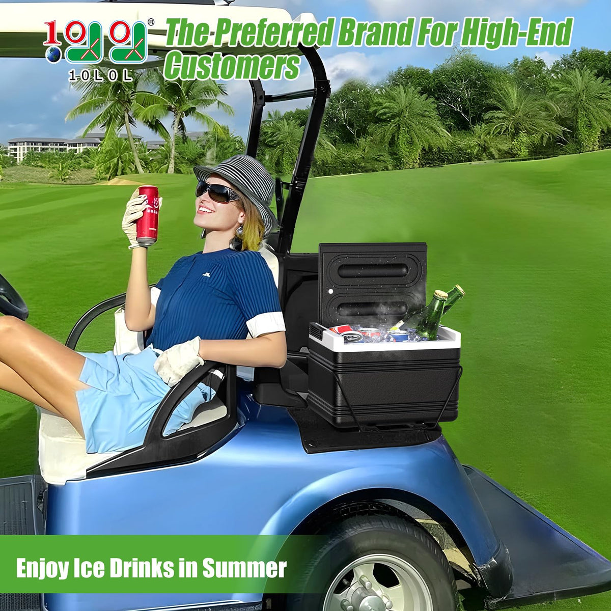 10L0L golf cart cooler insulation provides hours of cold retention on the course.