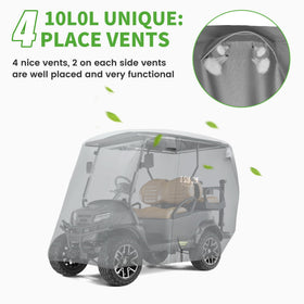 10L0L cover size 138L x 48W x 66H with storage bag.