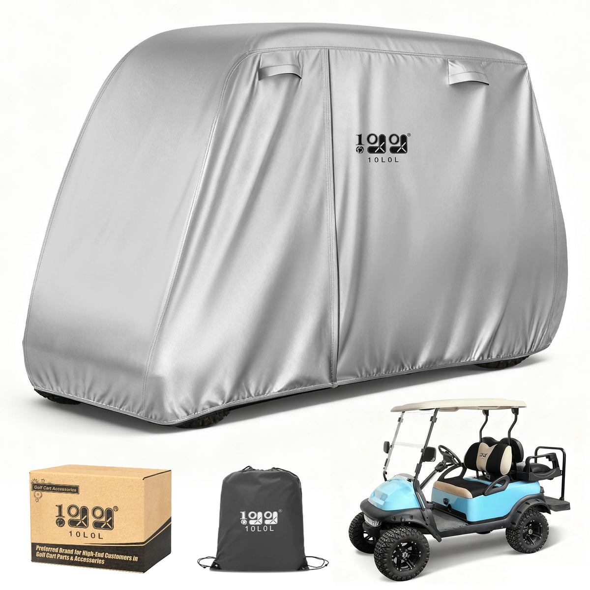 10L0L golf cart cover protects Yamaha carts against rain, dust, and UV rays.