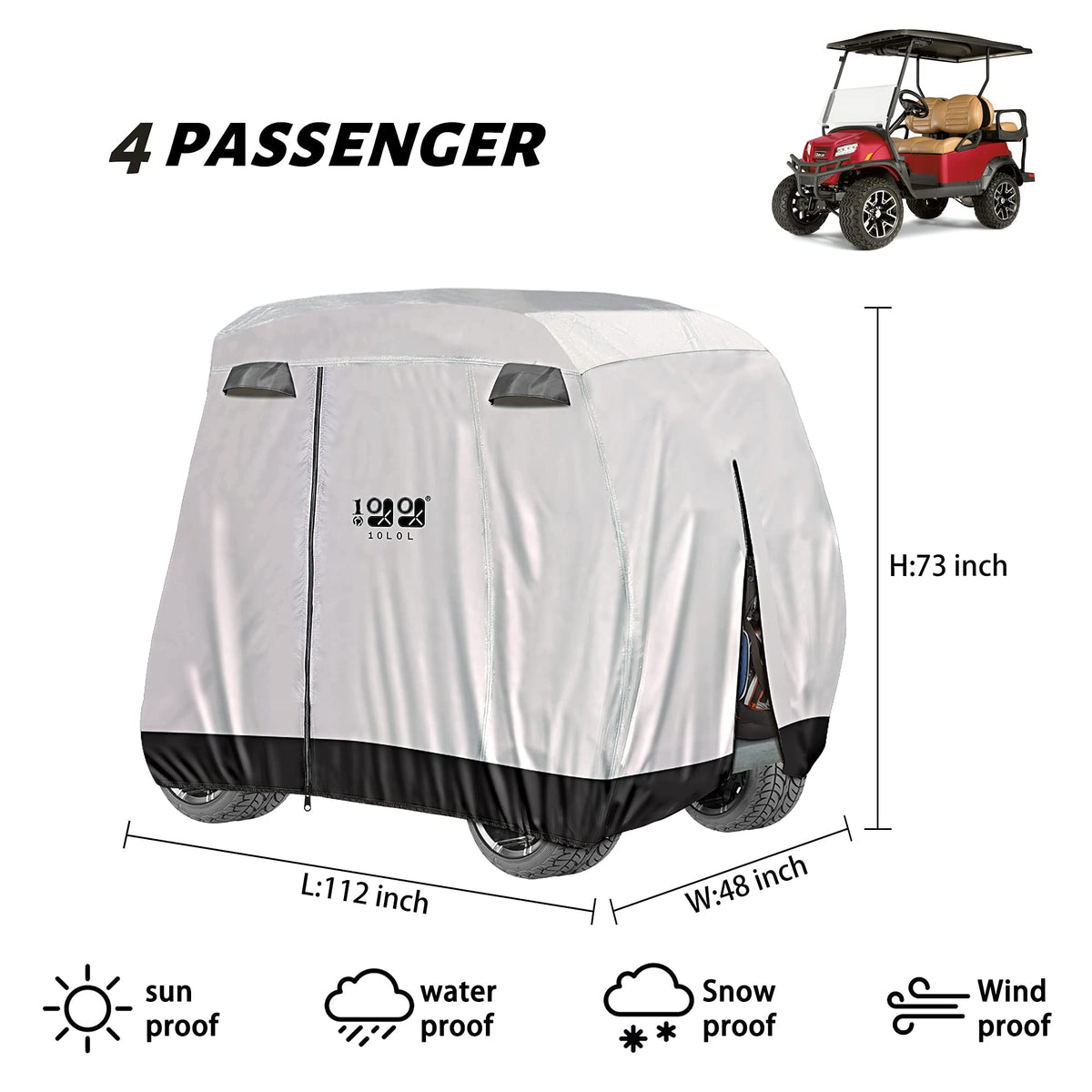 10L0L anti-dust fabric shields 4-passenger EZGO Club Car Yamaha