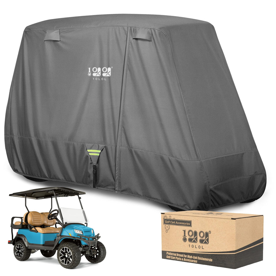 10L0L extended-roof golf cart cover protects 2/4-seat models from sun and rain