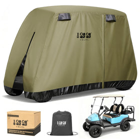 10L0L golf cart cover front view protects your cart from sun and rain.