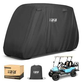10L0L golf cart cover front view protects from rain and sun.