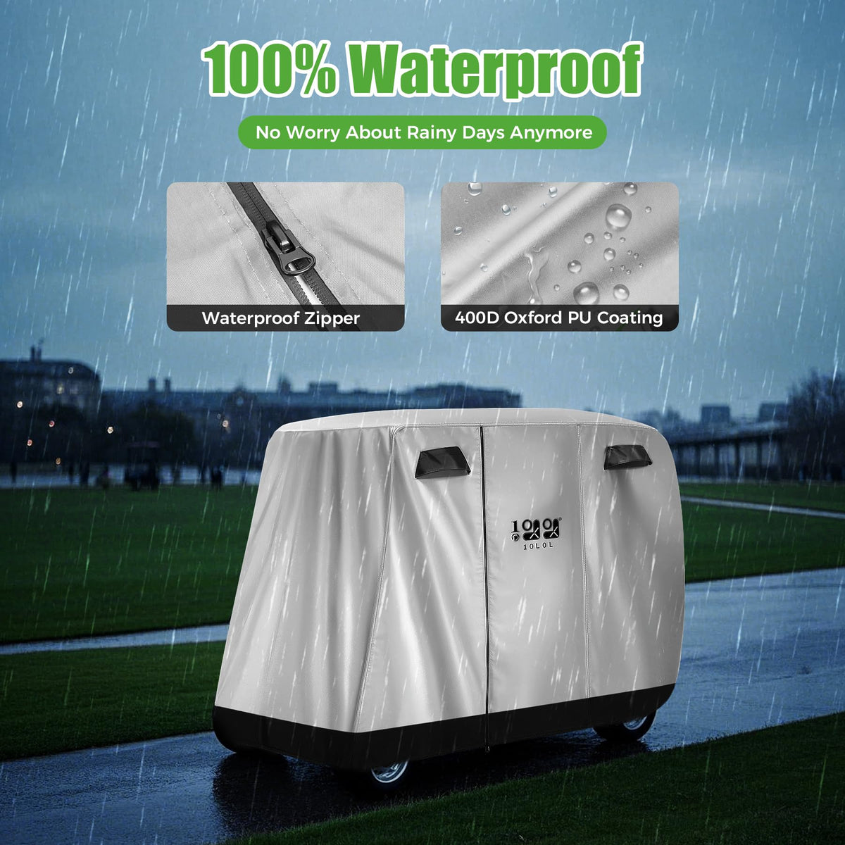 10L0L cover with three zipper doors for easy access while charging