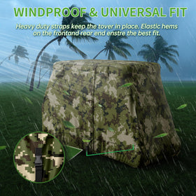 Night visibility strips on 10L0L golf cart cover in low light
