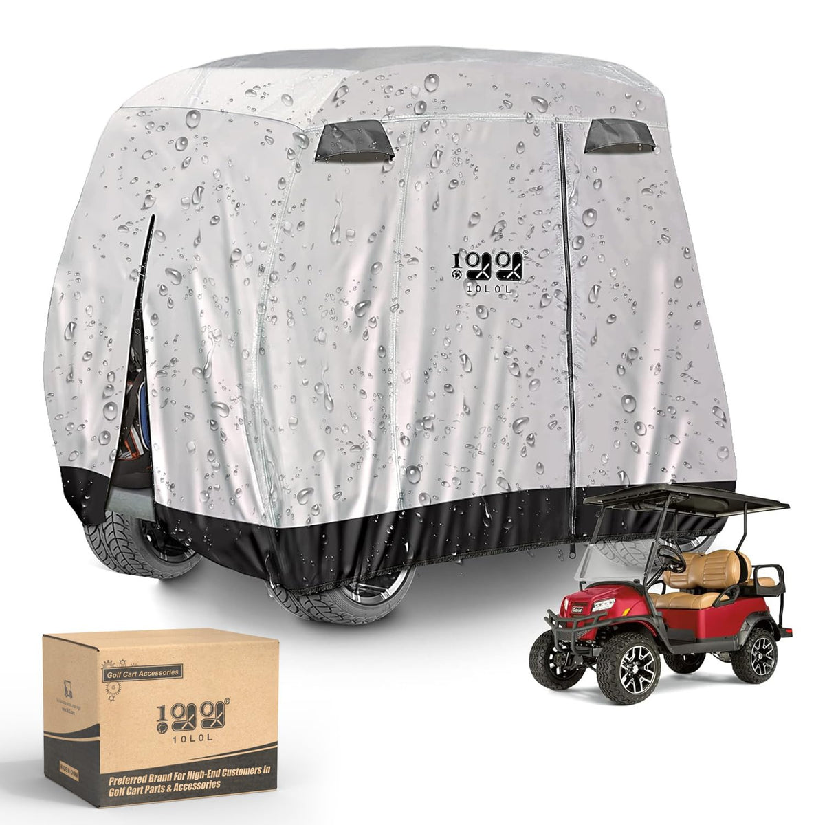 10L0L golf cart cover rainproof silver protects carts from rain