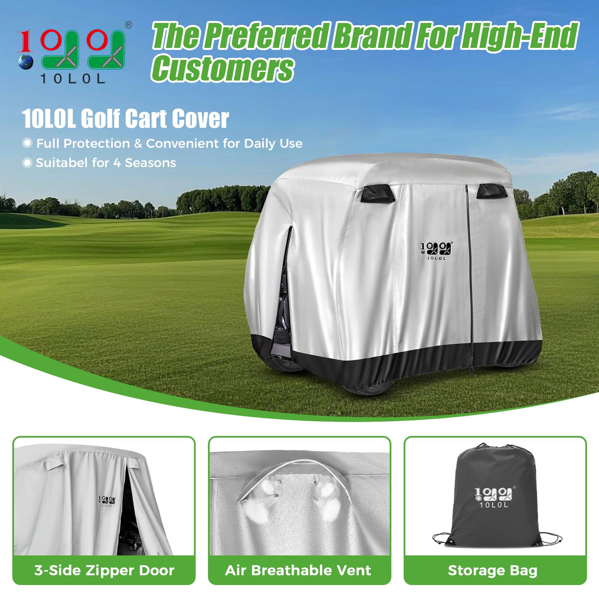 10L0L cover side view showing universal fit for most carts