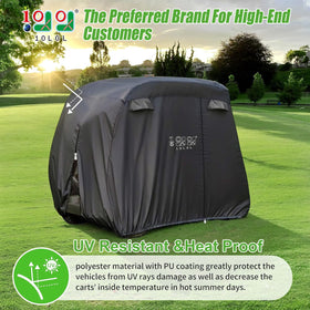 10L0L golf cart cover with side zippers enabling easy in/out access