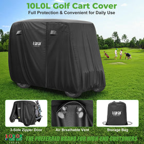 10L0L golf cart cover storage bag included for portable storage.