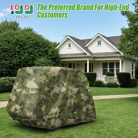 Closeup of 10L0L waterproof coating on golf cart cover