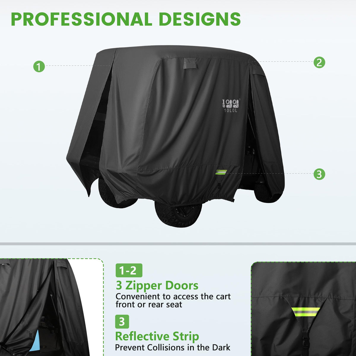 10L0L golf cart cover windproof hem keeps cover secure in wind
