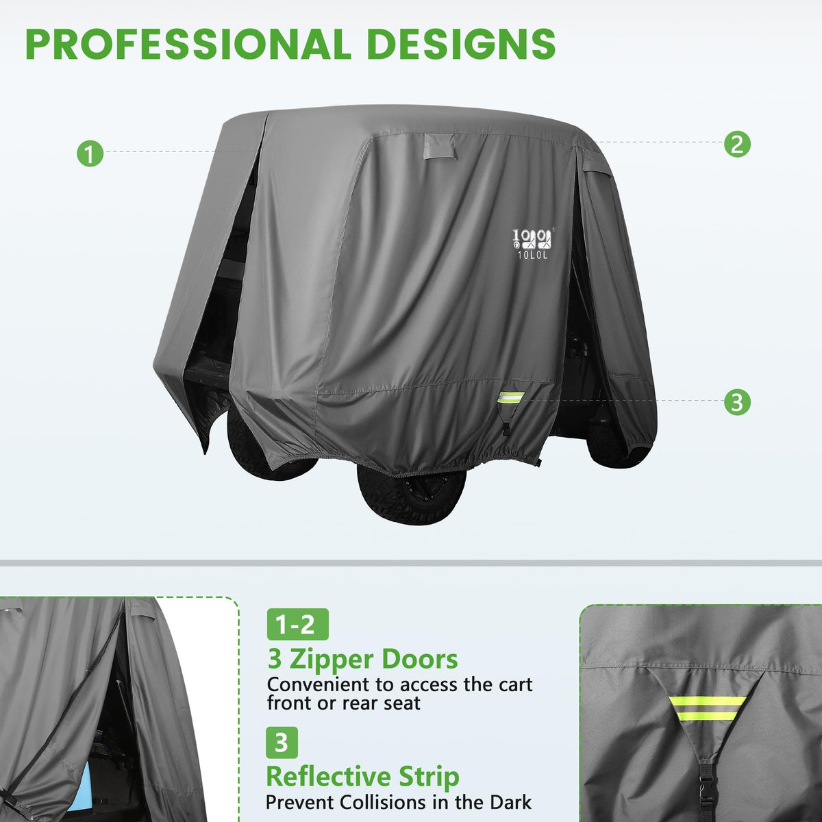 10L0L windproof golf cart cover stays secure in strong winds