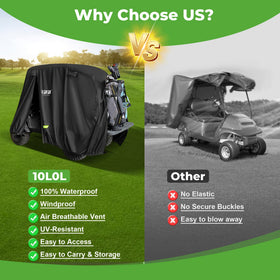 10L0L golf cart cover zipper doors access demonstrates easy cart entry.