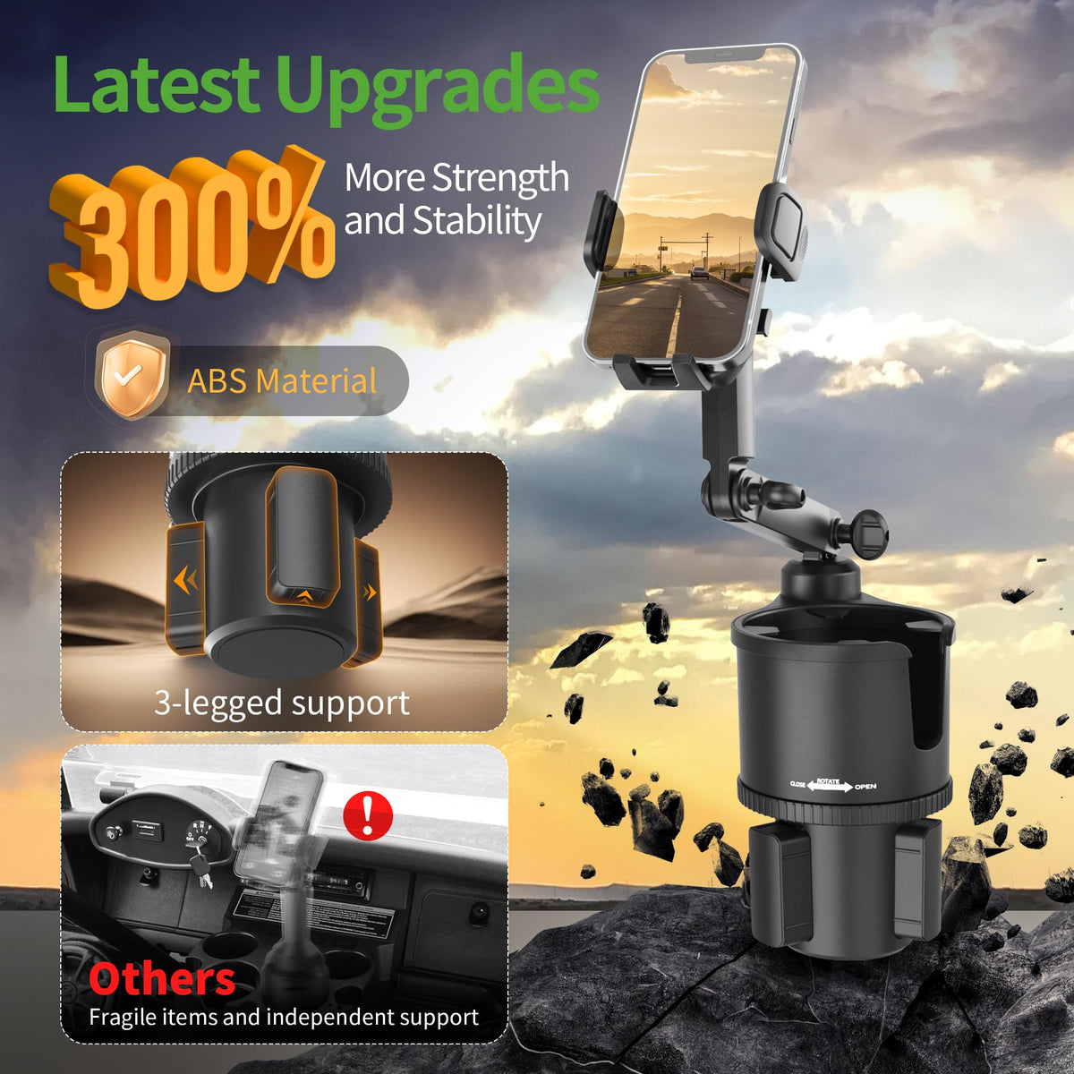 10L0L golf cart cup holder expands to hold 18–40 oz bottles conveniently.