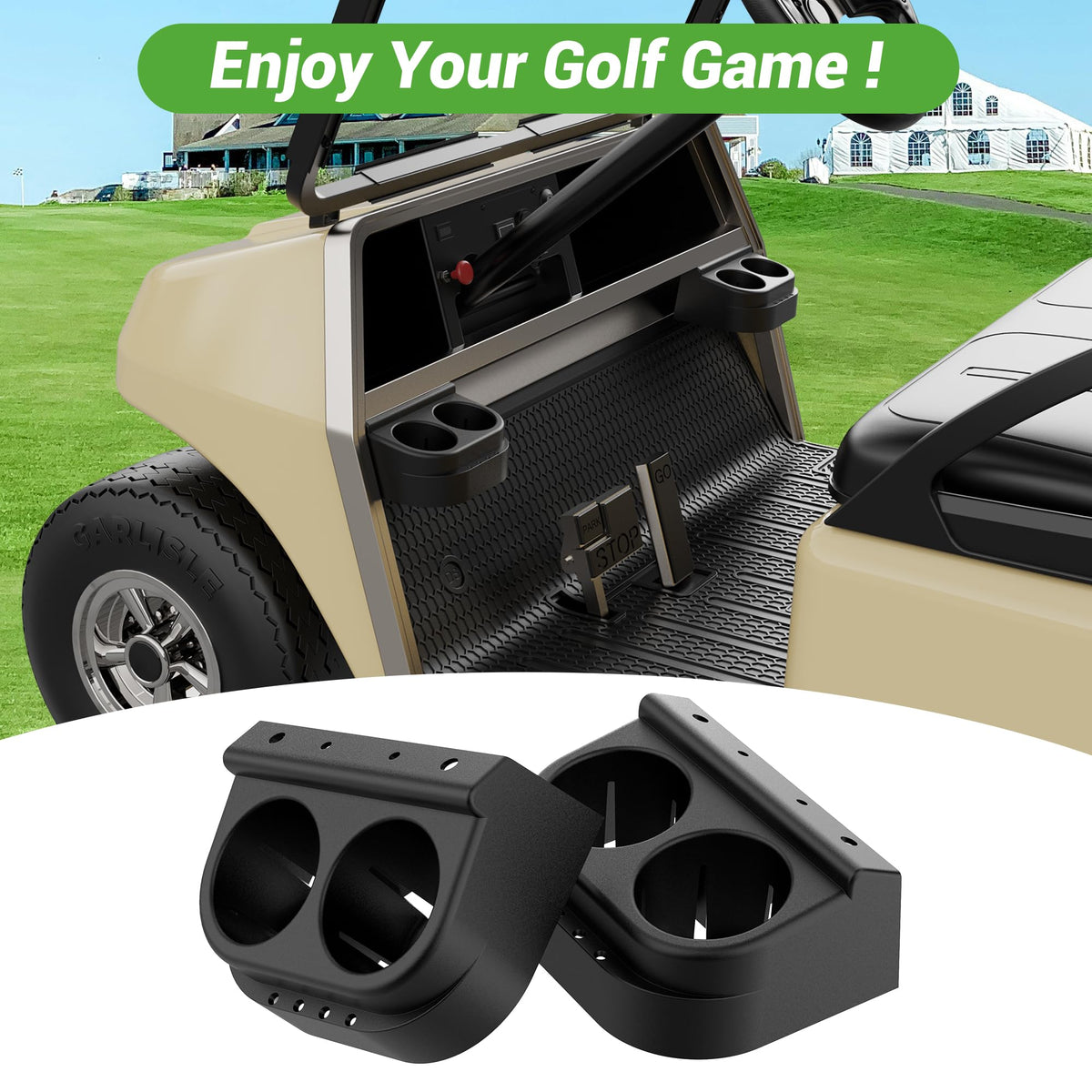 10L0L cup holder installed in a Club Car DS on-site