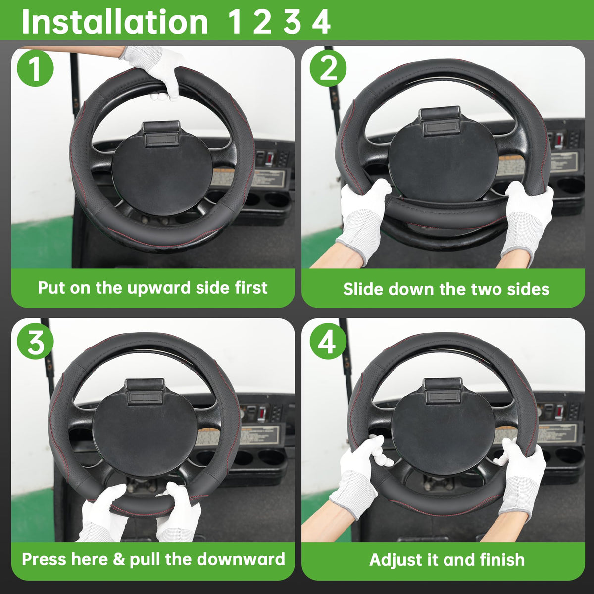 10L0L golf cart decor adds stylish cockpit enhancement.
