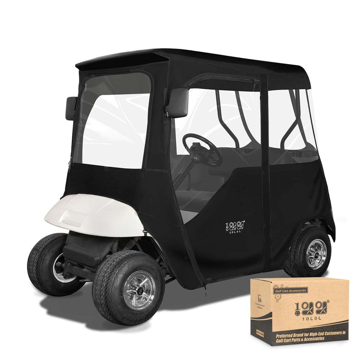 10L0L Golf Cart Deluxe Driving Enclosure front view keeps you dry