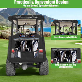 10L0L Golf Cart Deluxe Driving Enclosure bottom hooks secure the cover against wind.