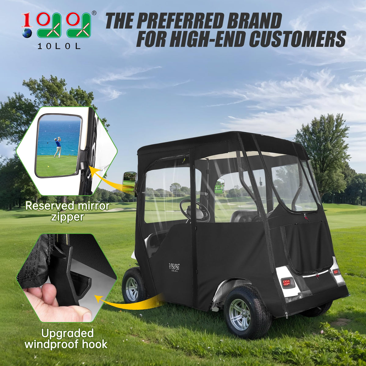 10L0L enclosure side view with windproof hooks for secure fit