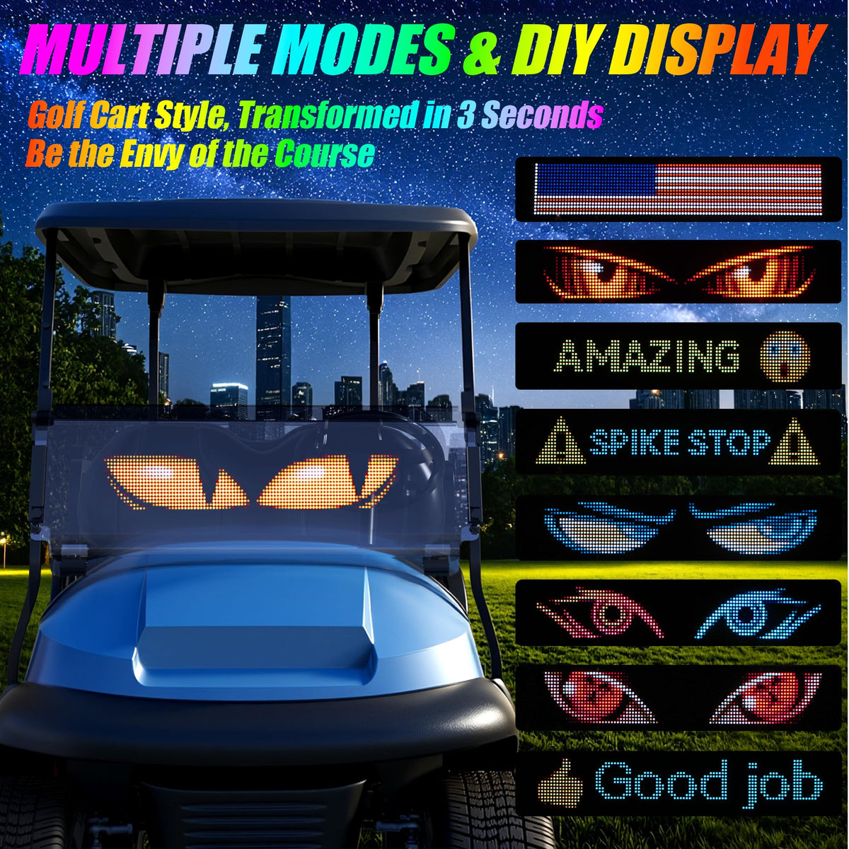 10L0L Golf Cart Devil Eyes Light Sign app control interface enables quick customization