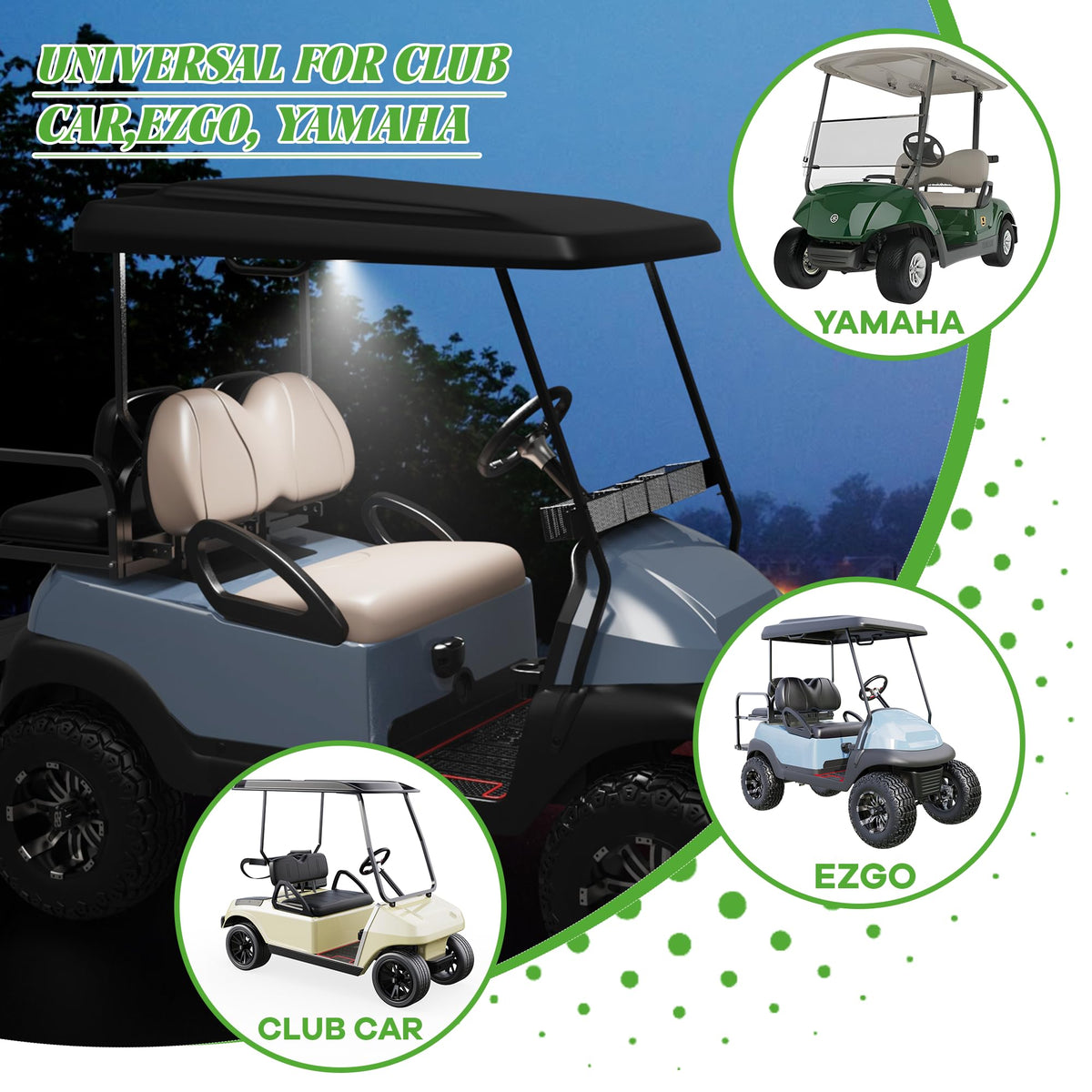 10L0L golf cart dome light white compatibility with EZGO Club Car Yamaha