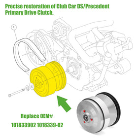 10L0L golf cart drive clutch for Carryall and Turf with Kawasaki engines supports easy upgrades