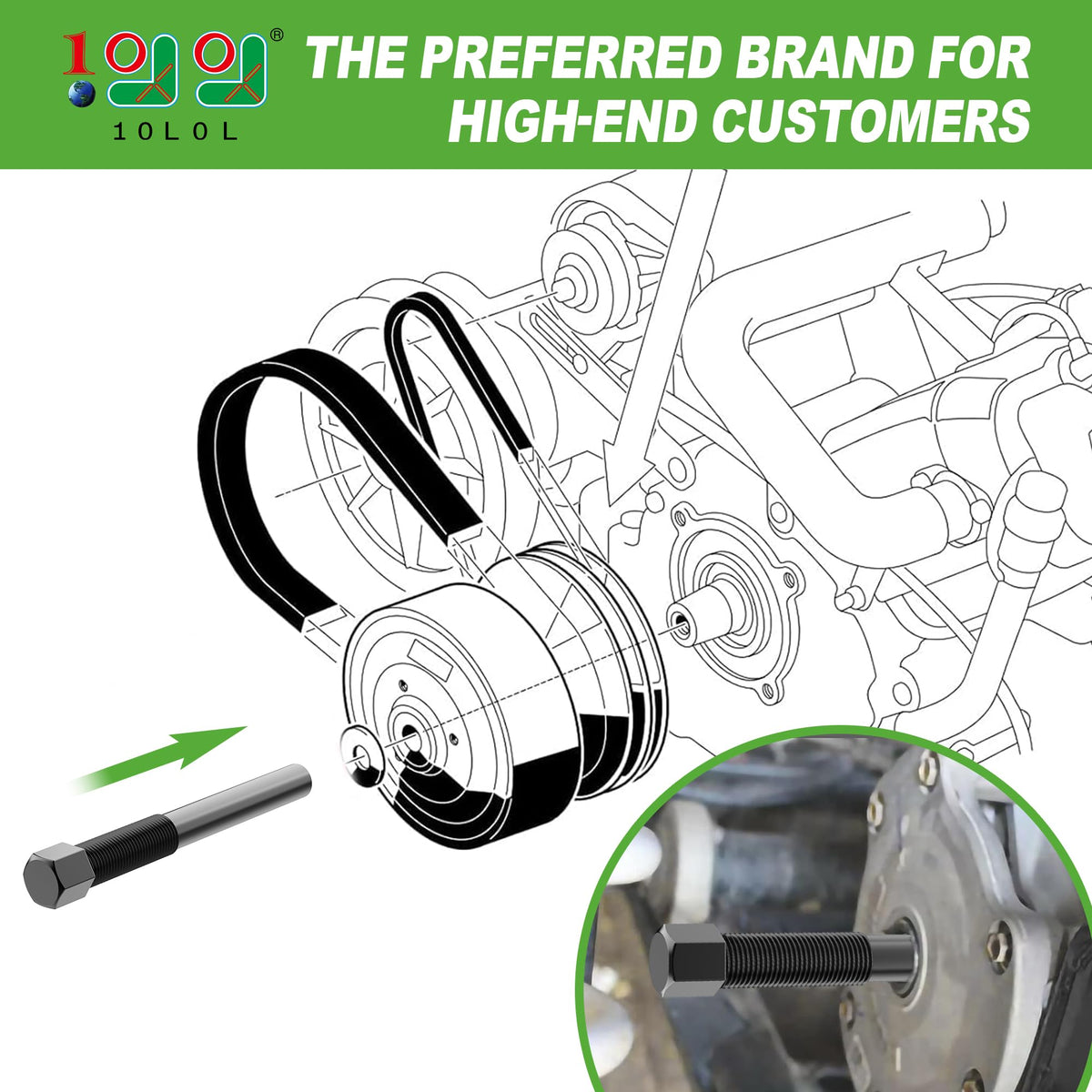 10L0L tool showing bolt removal with ergonomic cushioned grip.