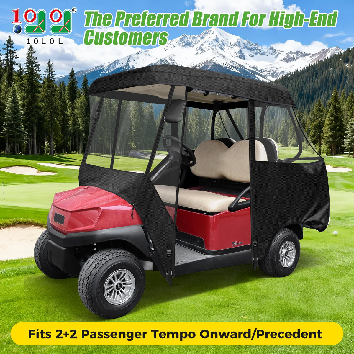 10L0L 2+2 enclosure side view with roll-up windows for breeze and access