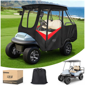 10L0L golf cart enclosure for 4 passengers with mirror openings enhances visibility.