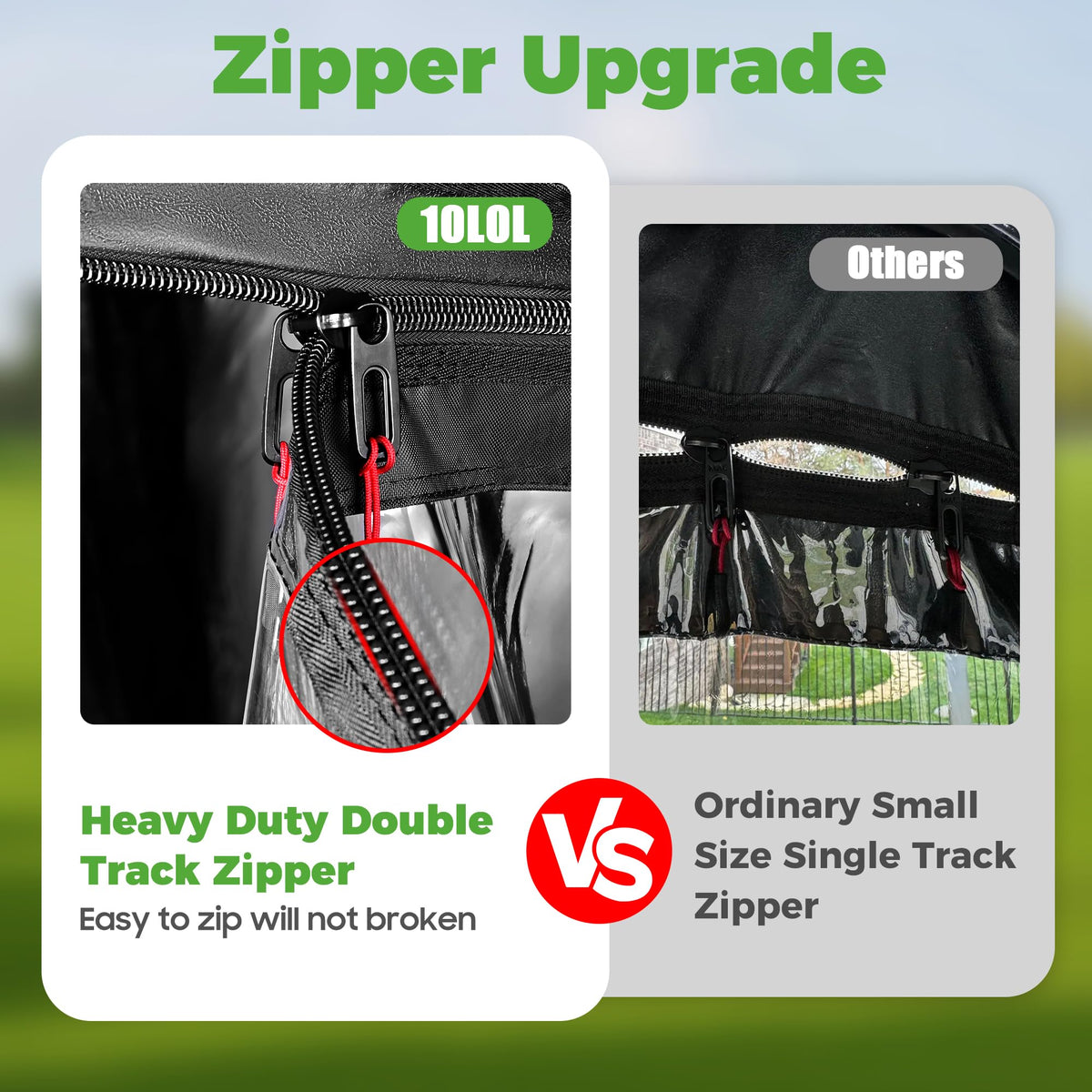 10L0L golf cart enclosure with 4 sided clear windows for clear visibility