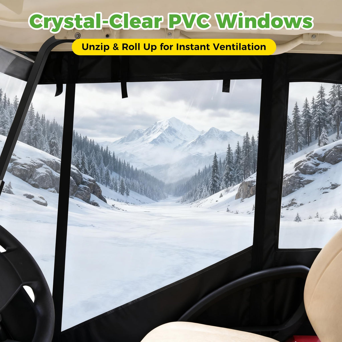 10L0L golf cart enclosure 600D fabric close-up showing rugged waterproof protection.
