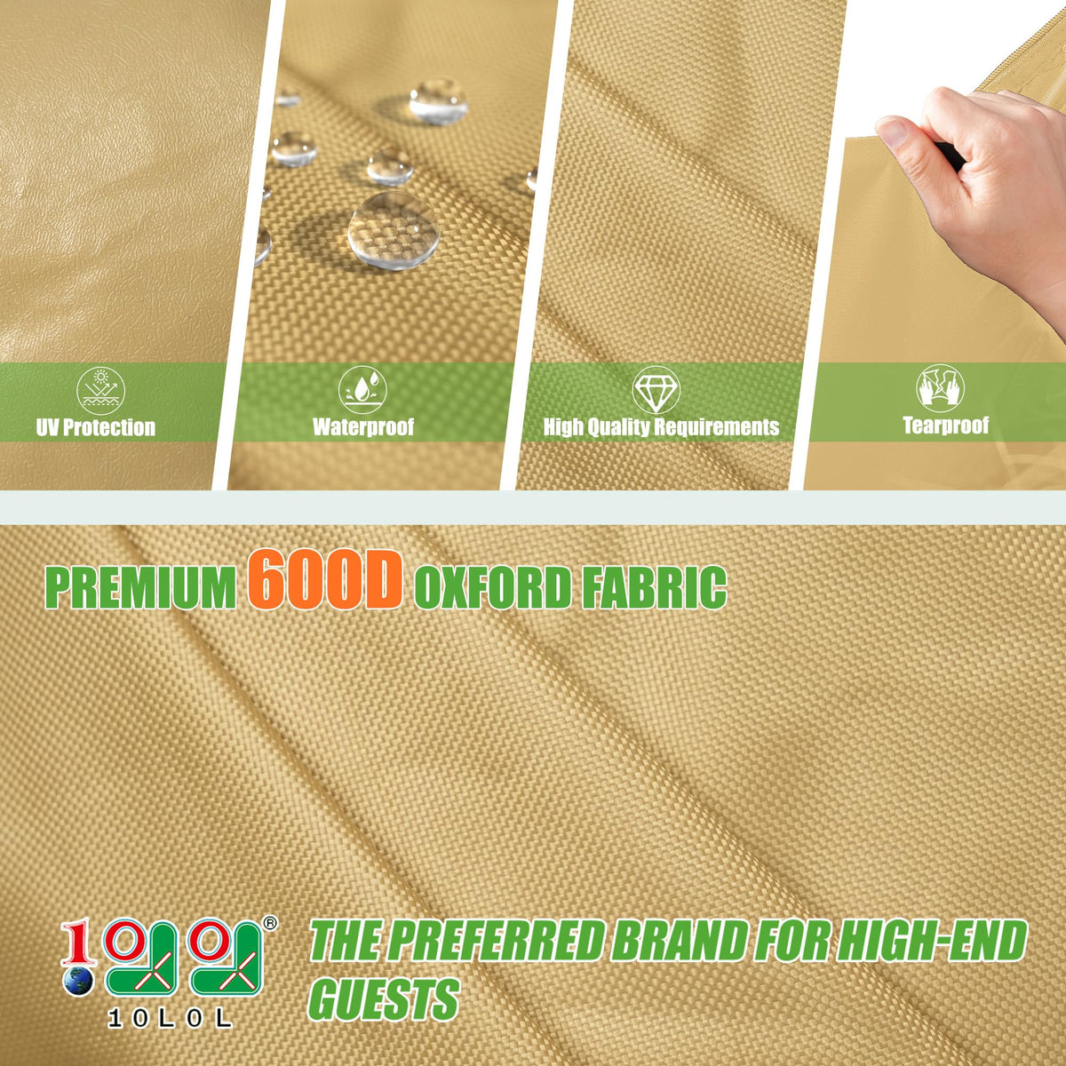 10L0L enclosure uses 600D waterproof fabric to resist rain and sun exposure.