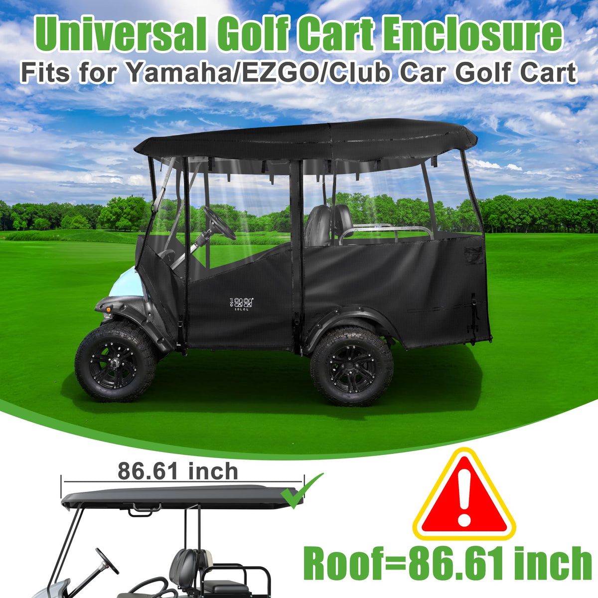 10L0L Golf Cart Enclosure side panel view highlights breathable ventilation and easy access