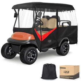 10L0L golf cart enclosure with 86-inch roof shields riders from rain and wind.