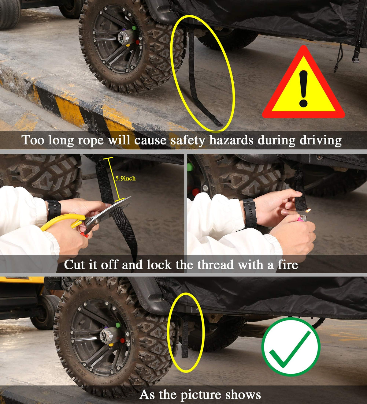 10L0L golf cart enclosure bottom straps secure during driving