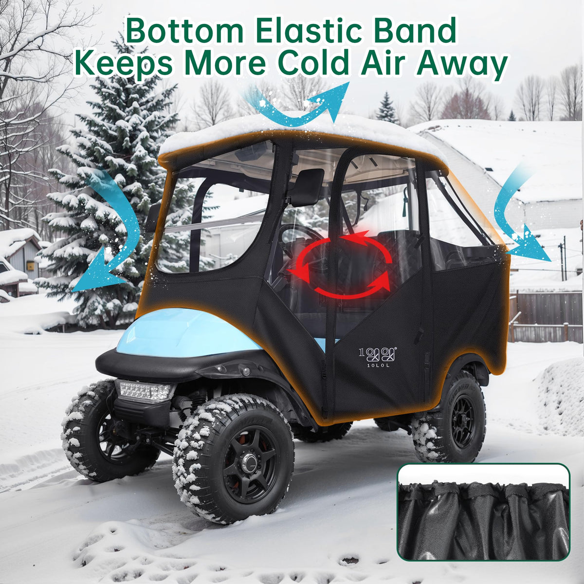 10L0L golf cart enclosure carrying bag stores compact when not in use