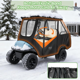 10L0L golf cart enclosure includes carrying bag for storage.