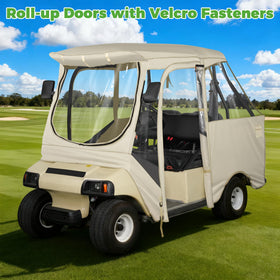 10L0L Golf Cart Enclosure dual zipper doors for easy access and ventilation.