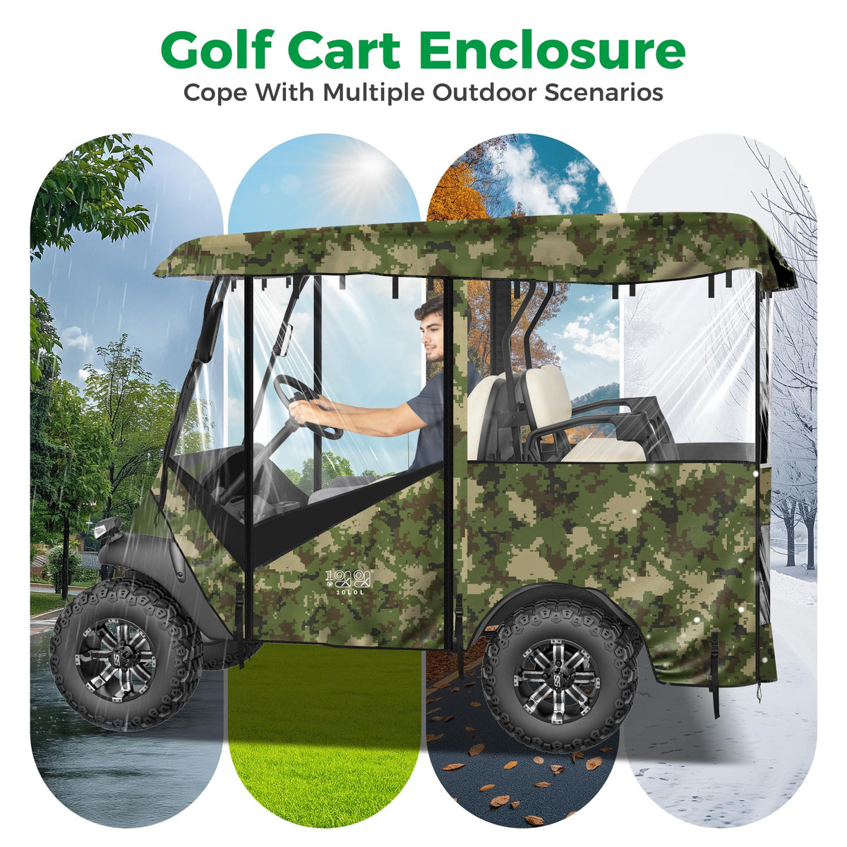10L0L durable zipper with reinforced flap for smooth use in rain or shine.