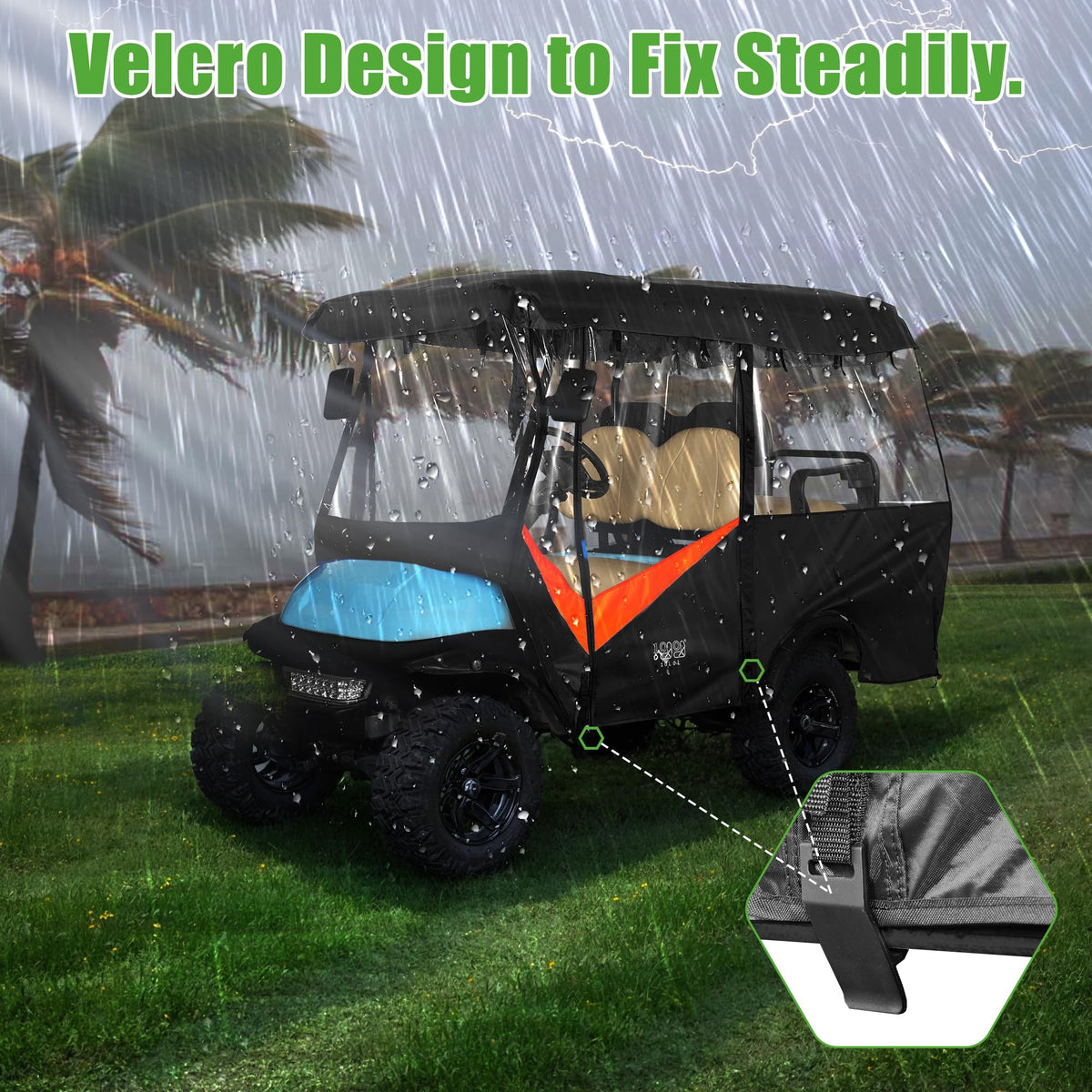 10L0L Golf Cart Enclosure durable zipper system prevents jams