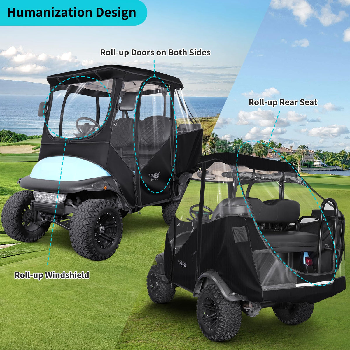 10L0L Golf Cart Enclosure easy to assemble without tools