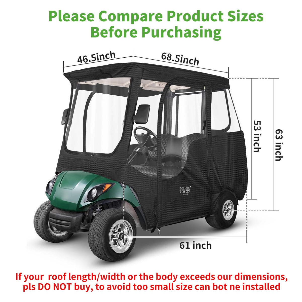 10L0L golf cart enclosure easy fit for Yamaha Drive 2 models