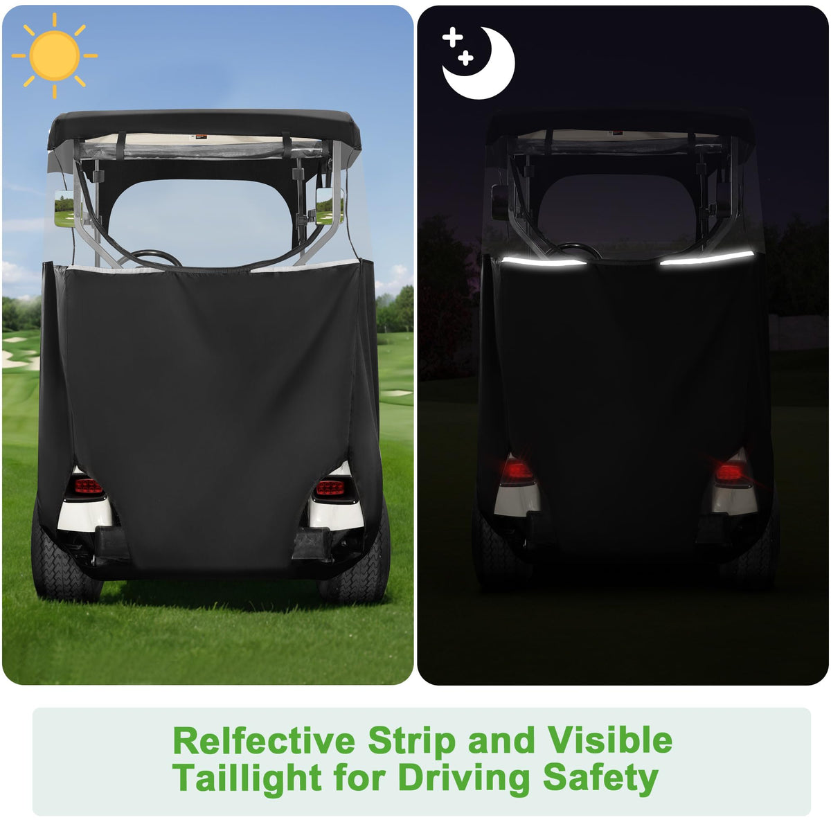 10L0L golf cart enclosure easy-install design requires no tools over cart roof