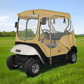 10L0L golf cart enclosure EZGO TXT 2P front view weather protection