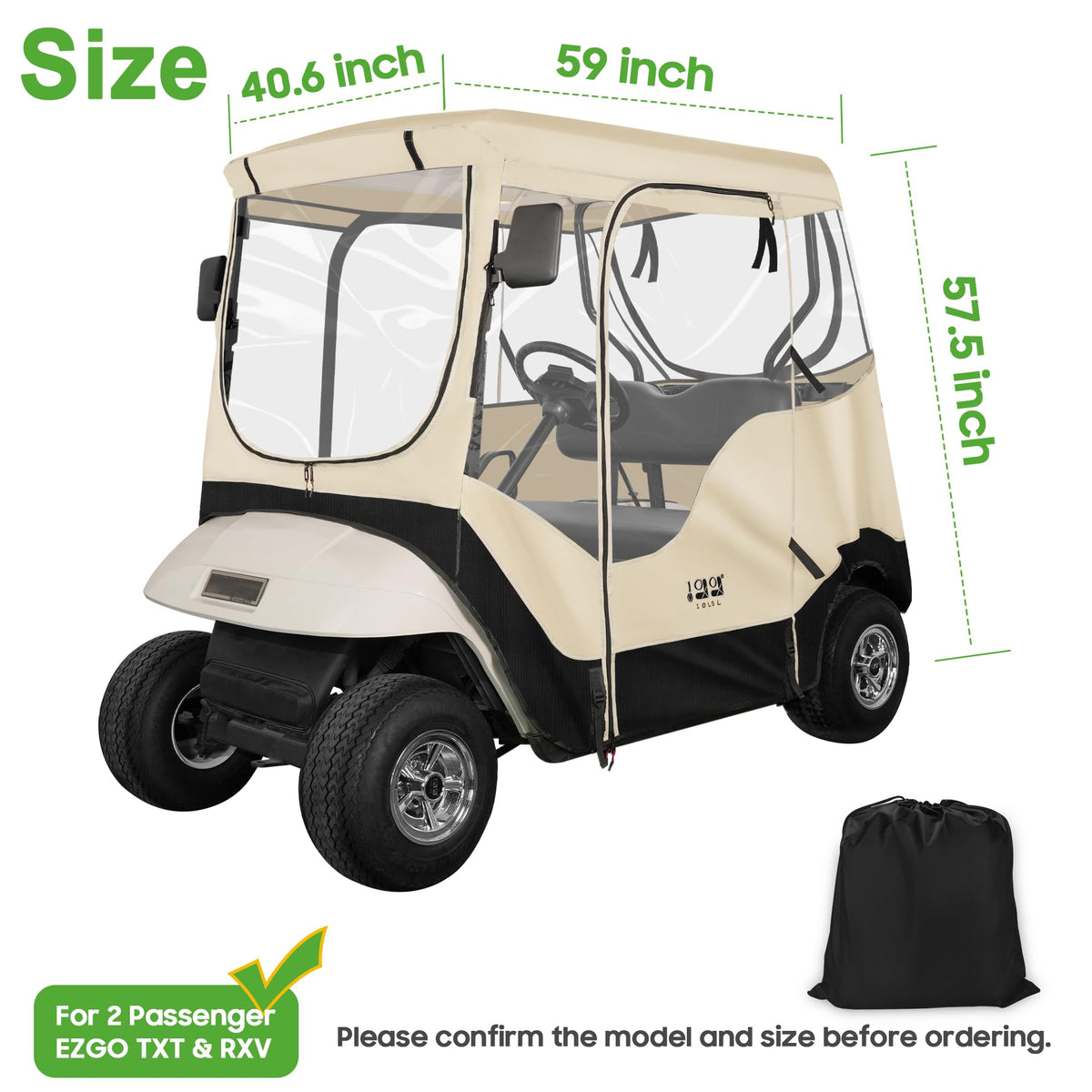 Carrying bag included with 10L0L EZGO enclosure