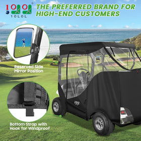 10L0L golf cart enclosure EZGO TXT side doors open for easy access